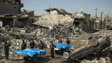 صورة صحيفة لو برس الفرنسية: مدينة الموصل تحولت إلى مقبرة وعمليات الإعمار متوقفة