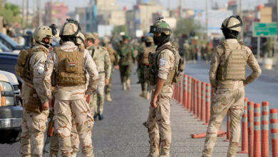 صورة انتشار أمني مكثف قرب المنطقة الخضراء مع تجمع عناصر الميليشيات أمامها