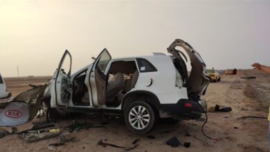صورة مصرع وإصابة 14 شخصًا بحادث بين عجلتين على طريق أم قصر في البصرة
