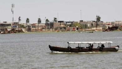 صورة زيادة نسب الملوحة في مياه شط العرب بعد فتح إيران مياه نهر الكارون