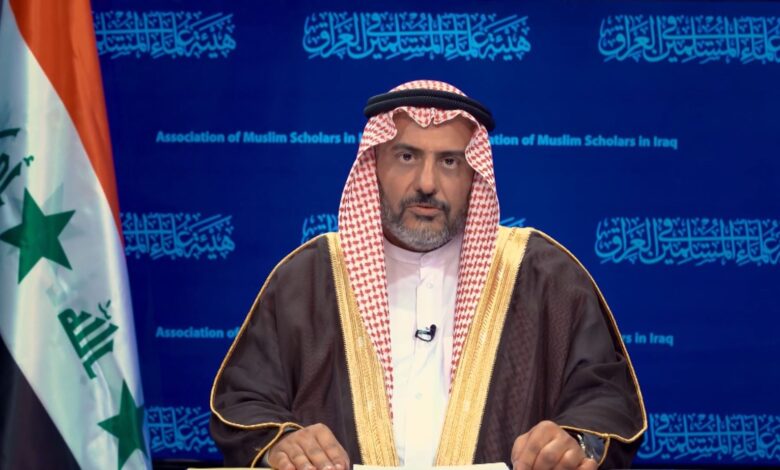 صورة الدكتور مثنى حارث الضاري يدعو لجمعة رباط ونفرة ونصرة للمجاهدين في فلسطين