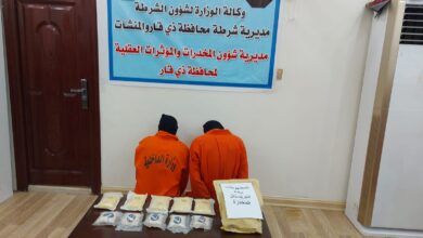 صورة مصدر أمني: اعتقال 4 تجار مخدرات بعد اشتباك مسلح بمنطقة البريد وسط الناصرية