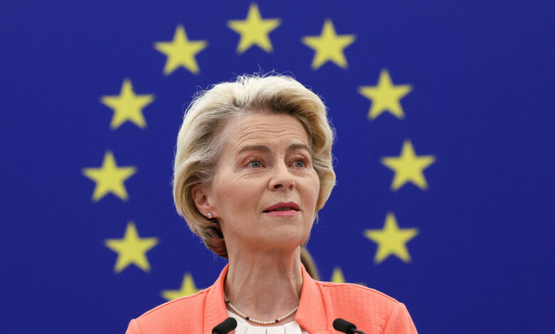 صورة شكوى ضد رئيسة المفوضية الأوروبية أمام الجنائية الدولية لدعمها مجازر غزة