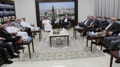 صورة لقاء الضاري وهنية لتأكيد دعم هيئة علماء المسلمين للمقاومة الفلسطينية