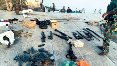 صورة ضبط منتسبين لميليشيا الحشد بعد مشاجرة وبحوزتهم أسلحة ثقيلة وسط بغداد