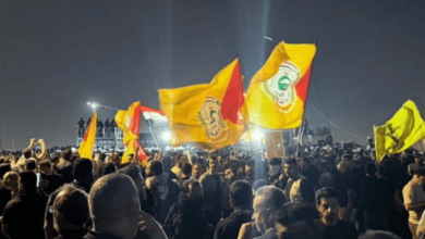 صورة إغلاق شوارع وسط بغداد بعد انطلاق تظاهرات للميليشيات الولائية تنديدًا بمقتل حسن نصر الله